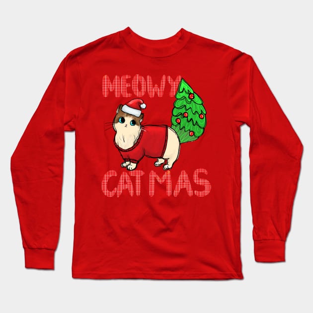 Meowy CatMas Long Sleeve T-Shirt by Erin Decker Creative